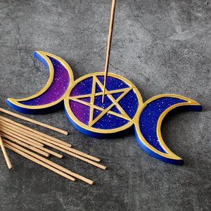 Ombre Triple Moon Incense Holder + One box Incense